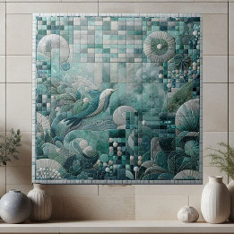 Stunning Underwater Aquamarine Crystal Blue Mosaic Tile