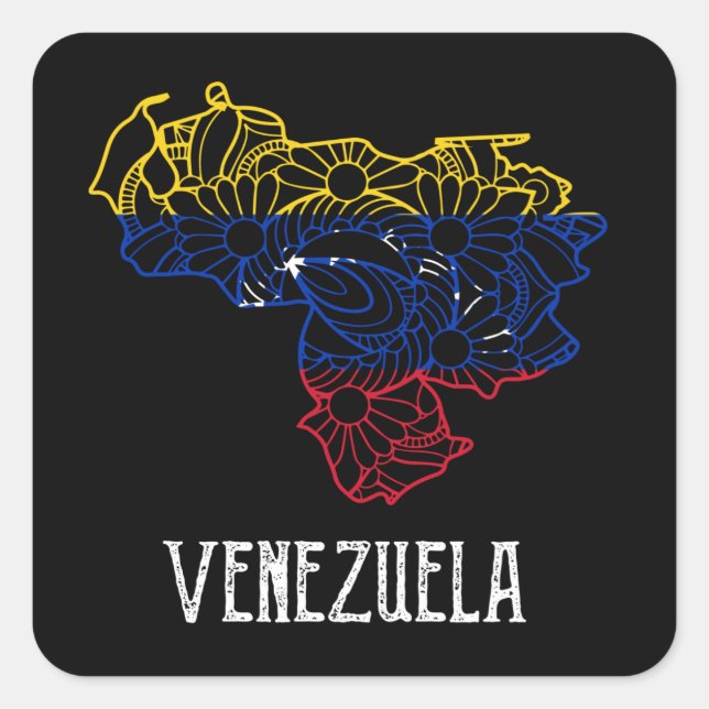 Stunning Venezuela Mandala Art Flag         Square Sticker (Front)