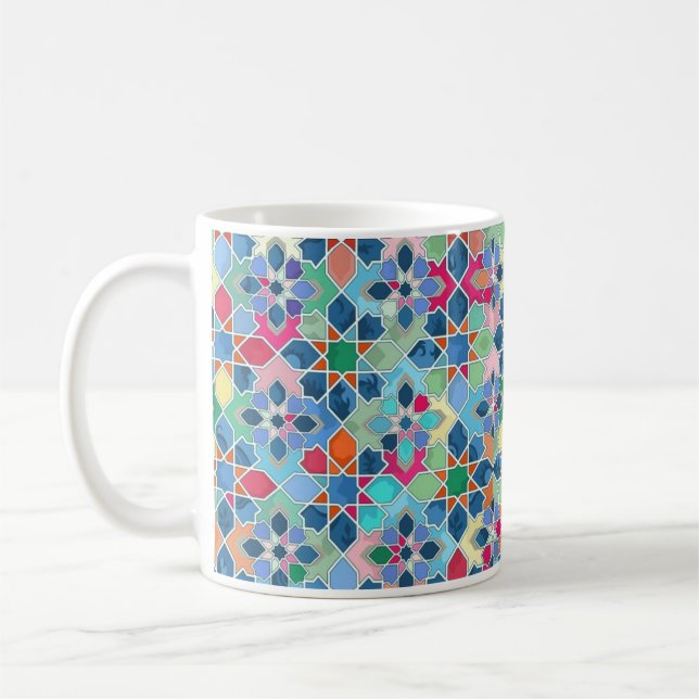 Stunning Vibrant Colours  Geometric Pattern Coffee Mug (Left)