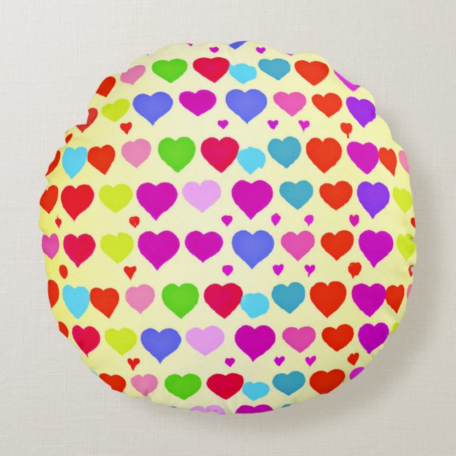 Stunning Vibrant Love Pattern Round Cushion (Front)