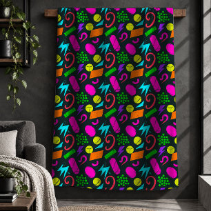 Stunning Vibrant Neon Shapes 90s Blanket Design