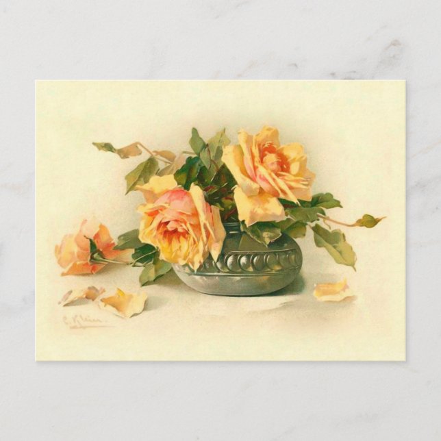 Stunning Victorian Roses in Bowl Catherine Klein Postcard (Front)