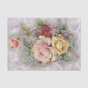 Stunning Victorian Roses on a Silver Background Tissue Paper