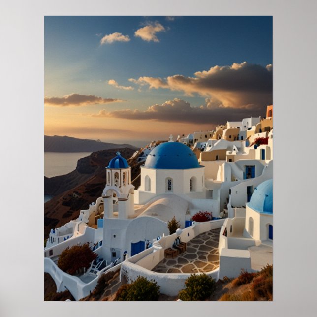 Stunning view of Santorini Poster (Front)