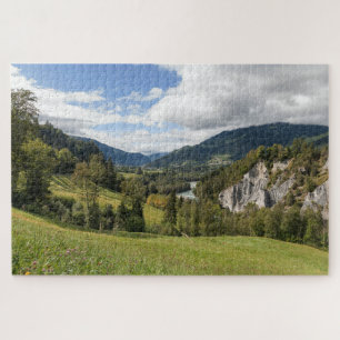 Stunning view Westwards along Vorderrhein valley. Jigsaw Puzzle