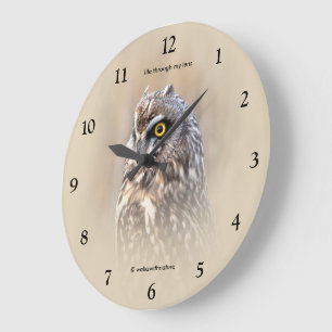 Stunning Vignette of Short-Eared Owl in Marshes Large Clock