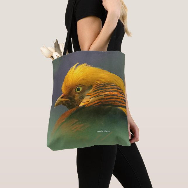 Stunning Vignetted Profile of a Golden Pheasant Tote Bag (Close Up)