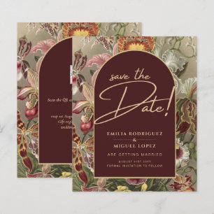 Stunning Vintage Botanical Burgundy Floral Weddin