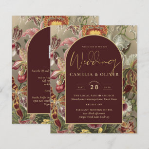 Stunning Vintage Botanical Burgundy Floral Weddin