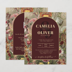 Stunning Vintage Botanical Burgundy Floral Weddin