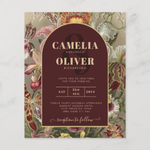 Stunning Vintage Botanical Burgundy Floral Weddin Flyer