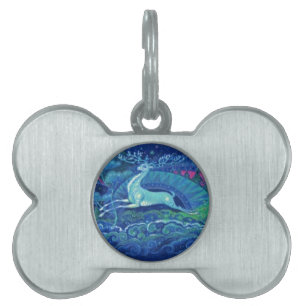 Stunning Vintage Russian Blue Christmas Reindeer Pet Tag