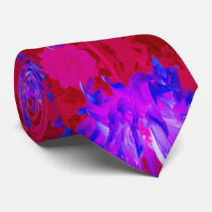 Stunning Violet Blue and Hot Pink Cactus Dahlia Tie