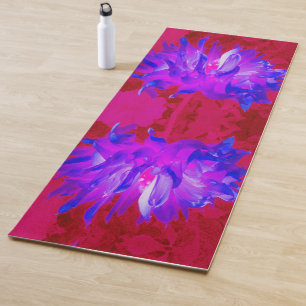 Stunning Violet Blue and Hot Pink Cactus Dahlia Yoga Mat