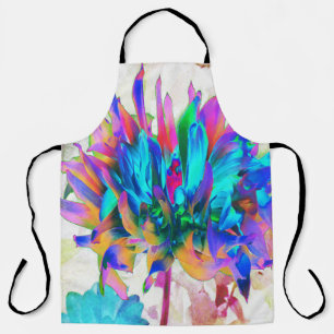 Stunning Watercolor Rainbow Cactus Dahlia Apron