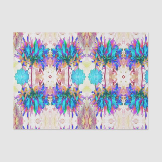 Stunning Watercolor Rainbow Cactus Dahlia Tissue Paper (Front)