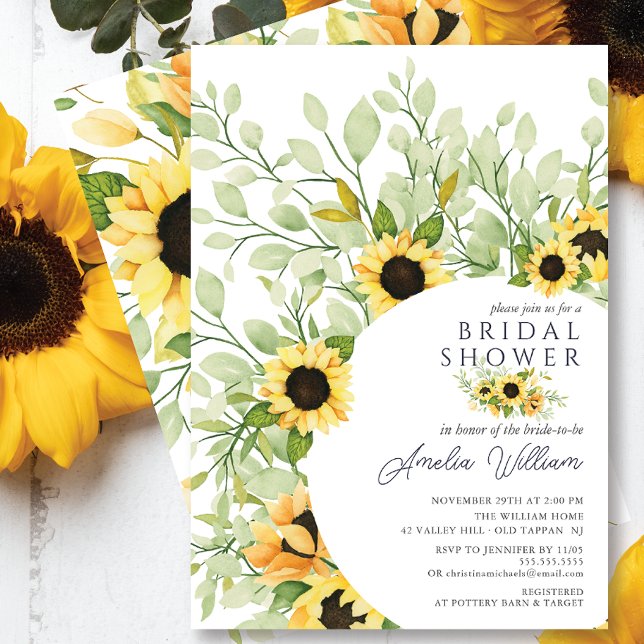 Stunning Watercolor Sunflowers Bridal Shower Invitation (Creator Uploaded)