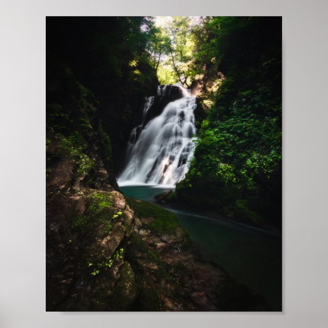 Stunning waterfall Šum in magical forest Poster (Front)