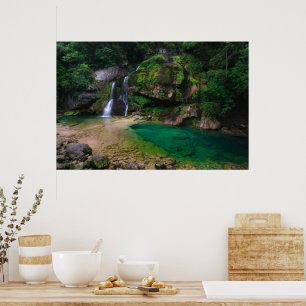 Stunning waterfall Virje, Slovenia Poster