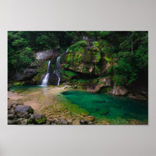Stunning waterfall Virje, Slovenia Poster