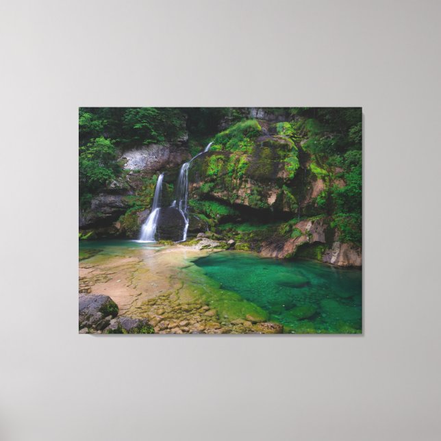 Stunning waterfall Virje, Slovenia Poster Canvas Print (Front)