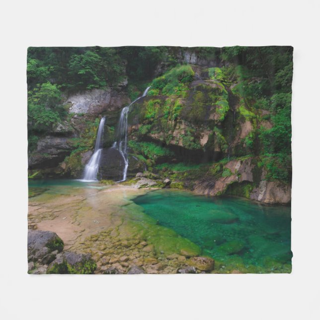 Stunning waterfall Virje, Slovenia Poster Fleece Blanket (Front (Horizontal))
