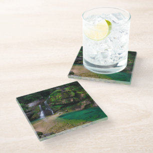 Stunning waterfall Virje, Slovenia Poster Glass Coaster