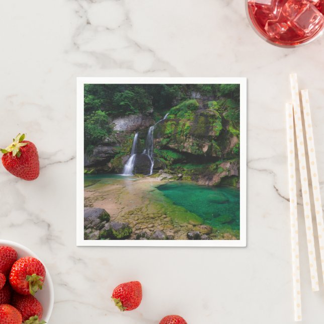 Stunning waterfall Virje, Slovenia Poster Napkin (Insitu)