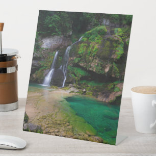 Stunning waterfall Virje, Slovenia Poster Pedestal Sign