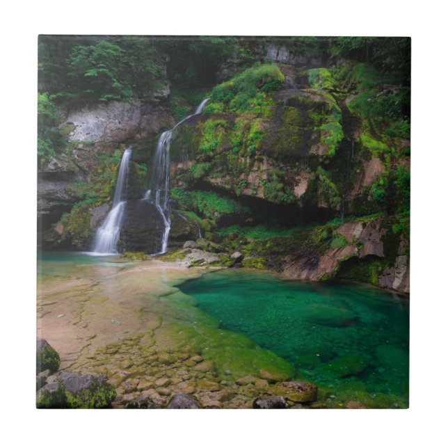 Stunning waterfall Virje, Slovenia Poster Tile (Front)