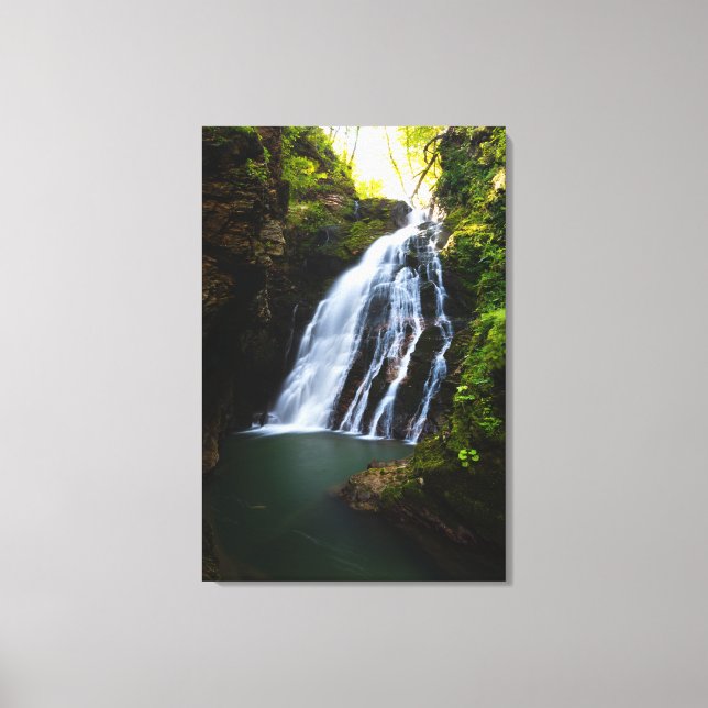 Stunning waterfall with sunlight glow canvas print (Front)
