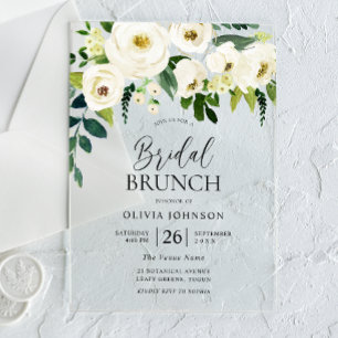 Stunning White Flowers Bridal Shower Brunch  Acrylic Invitations