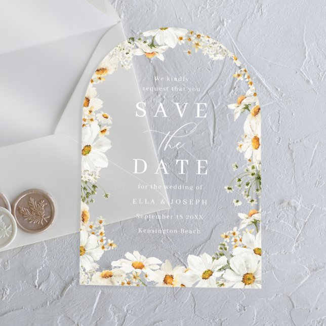 Stunning White Flowers Wedding Save The Date Acrylic Invitations (Creator Uploaded)