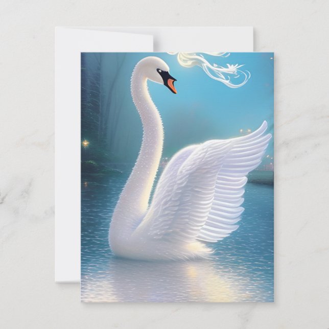 Stunning White Swan Bird Graphic Card (Front)