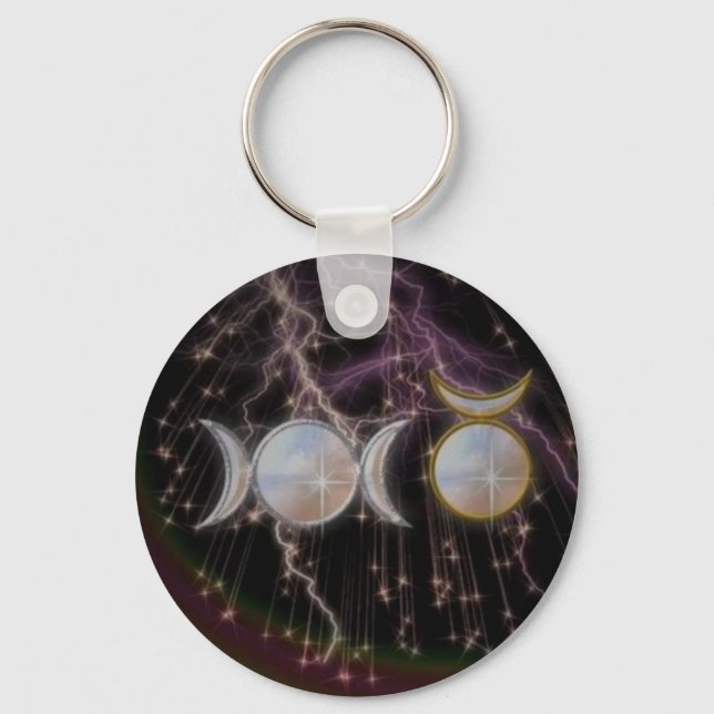 Stunning Wiccan Triple Goddess Cosmic Key Ring (Front)