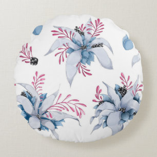 Stunning Winter Flower Round Cushion