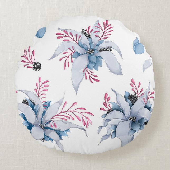 Stunning Winter Flower Round Cushion (Front)
