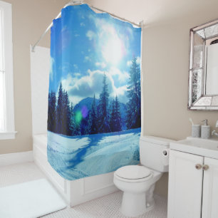 Stunning Winter Sun Trees and Snowy Landscape Shower Curtain