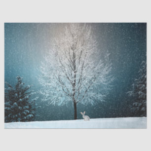 Stunning Winter Tree - Complete With Rabbit! Tissue Paper