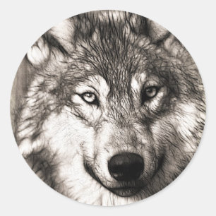 Stunning wolf face photo print accessories therian classic round sticker
