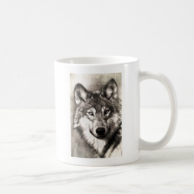Stunning wolf face photo print accessories therian coffee mug (Right)