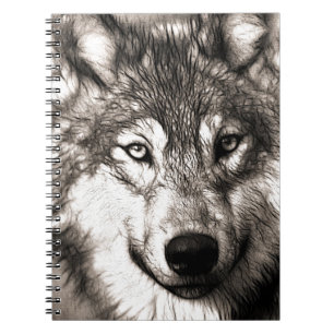 Stunning wolf face photo print accessories therian notebook