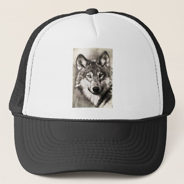 Stunning wolf face photo print accessories therian trucker hat (Front)