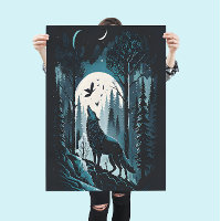 Stunning Wolf Wildlife Wall Art nature Forest