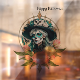 Stunning woman awith a stunning sugar skull makeup window cling