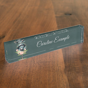 Stunning woman with a stunning sugar skull makeup nameplate