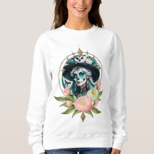 Stunning woman with a stunning sugar skull makeup sweatshirt