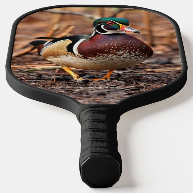 Stunning Wood Duck in the Woods Pickleball Paddle (Laydown)