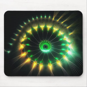 Stunning Yellow And Green Pinwheel Fractal Mouse Mat