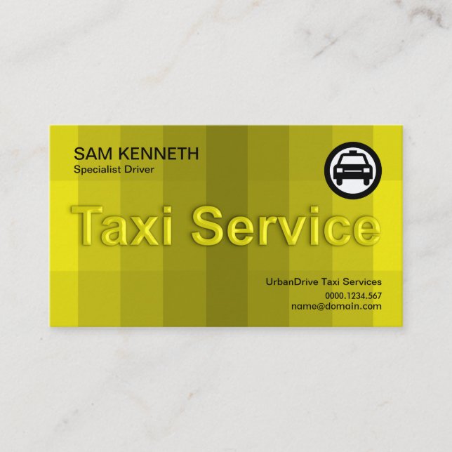 Stunning Yellow Rainbow Glass Effect Taxi Service Business Card (Front)